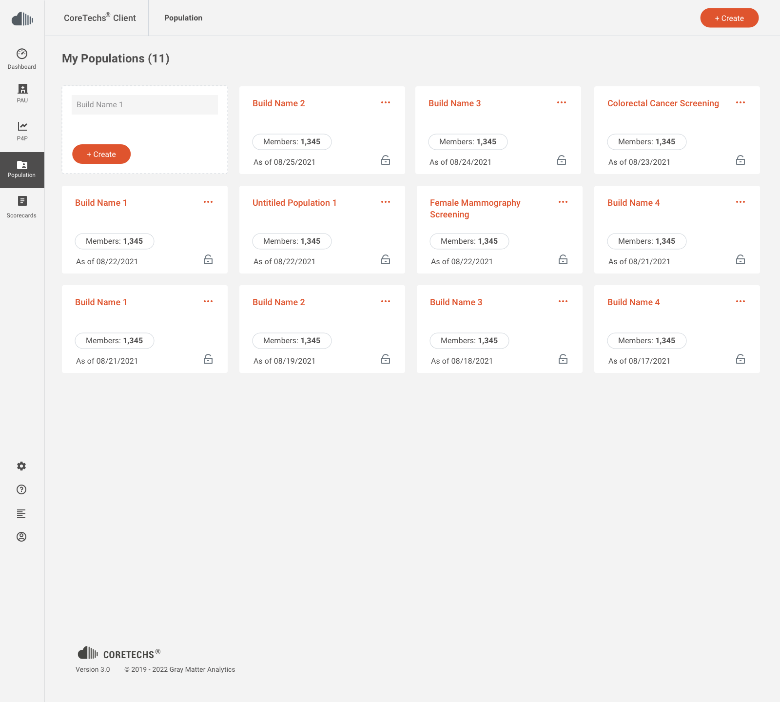 Population Builder Landing Page
